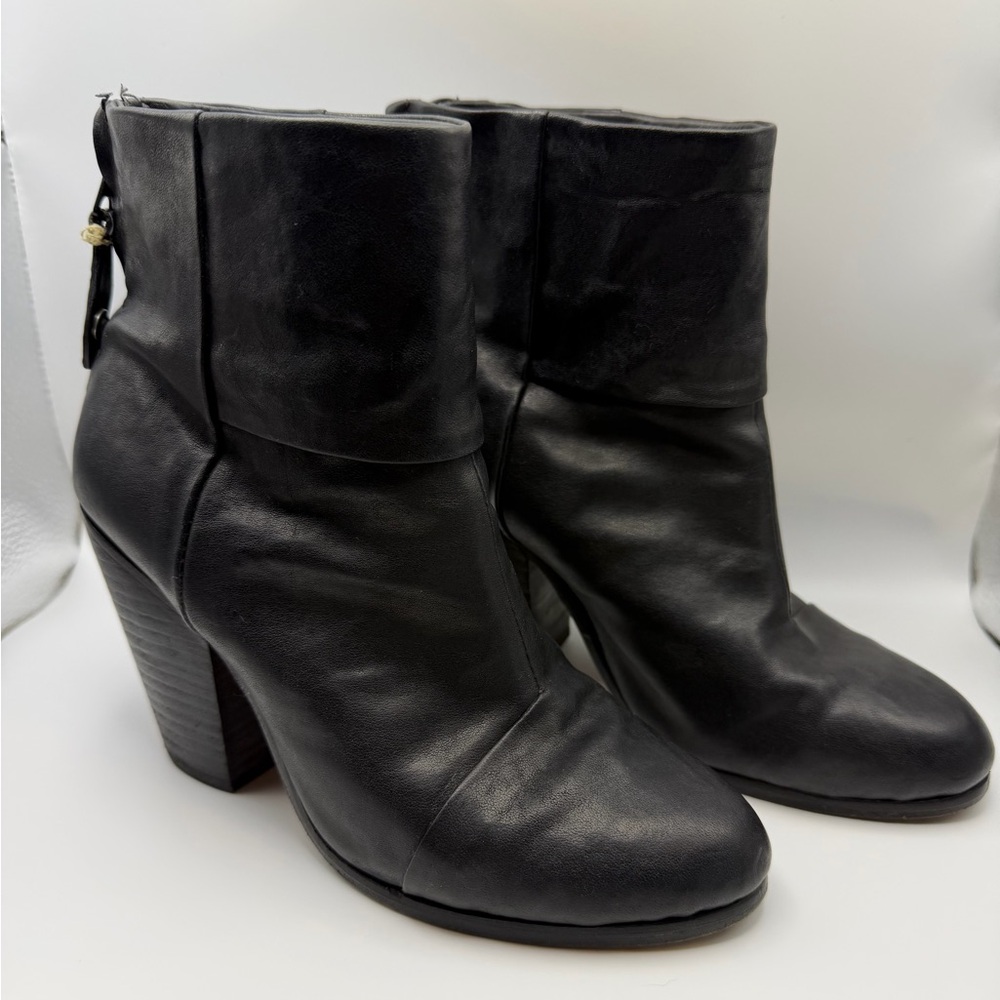 rag & bone Black Leather, Newbury Ankle Booties, 6.5 / 36.5